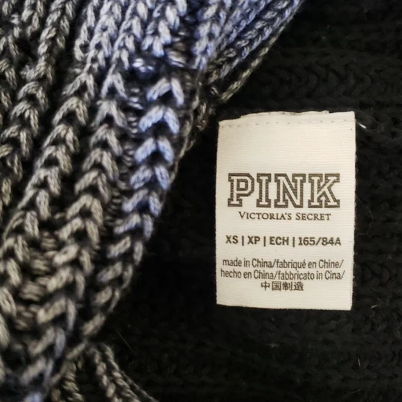 Victoria's Secret PINK Cardigan *RARE* XS Black White Gray Marbled Distressed - Picture 6 of 7